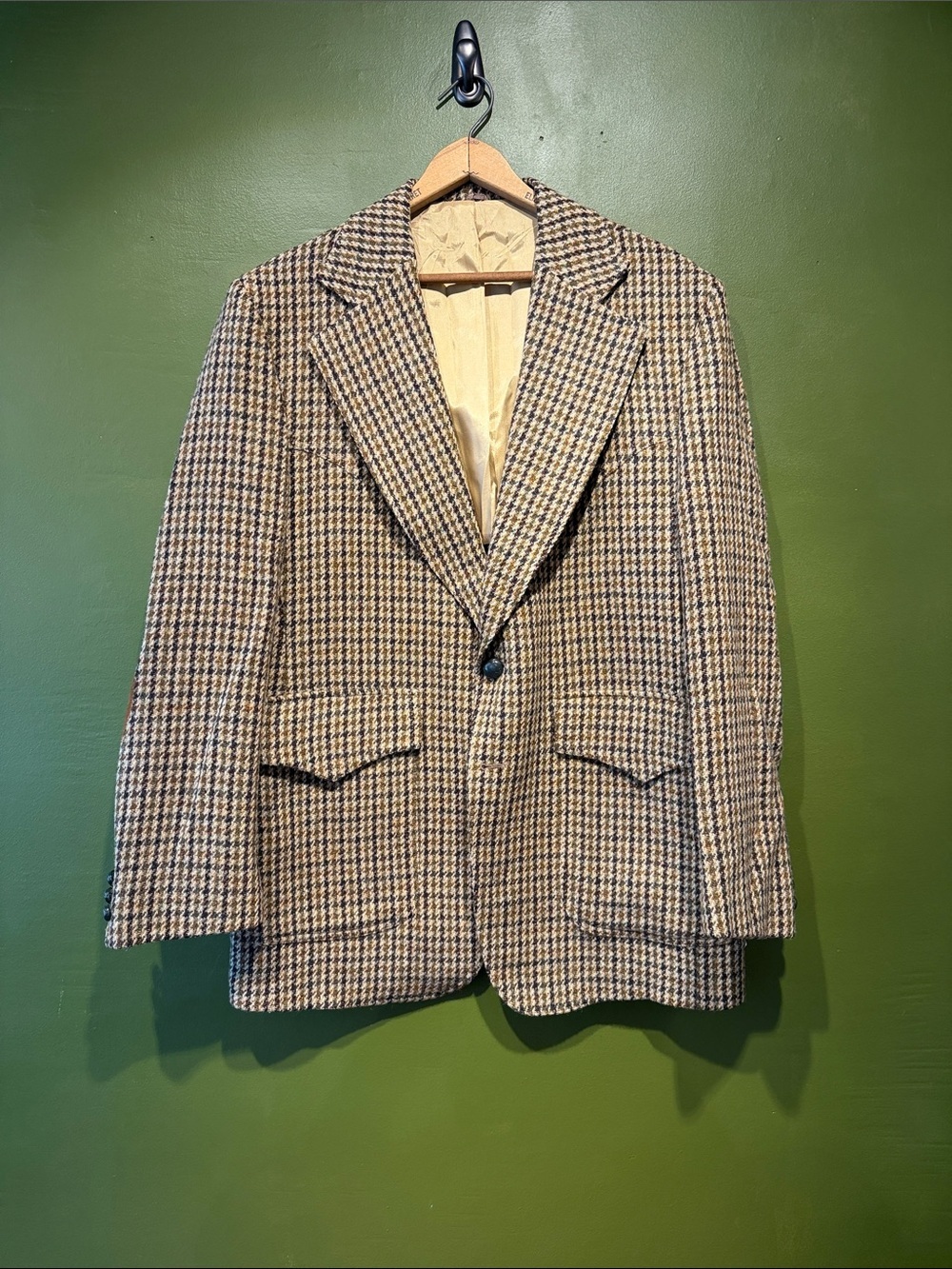 Vintage Harris Tweed Houndstooth Brown Men's Blazer